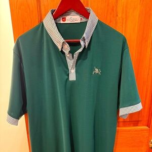 Iliac Golf Polo, XL, Green with Gingham